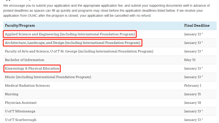申请季-加拿大申请开放截止时间概览